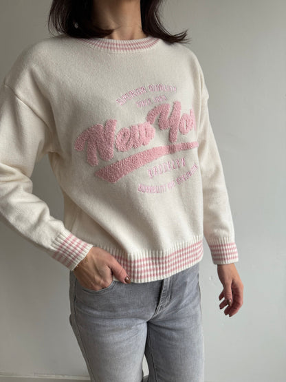 New York Knit white/pink