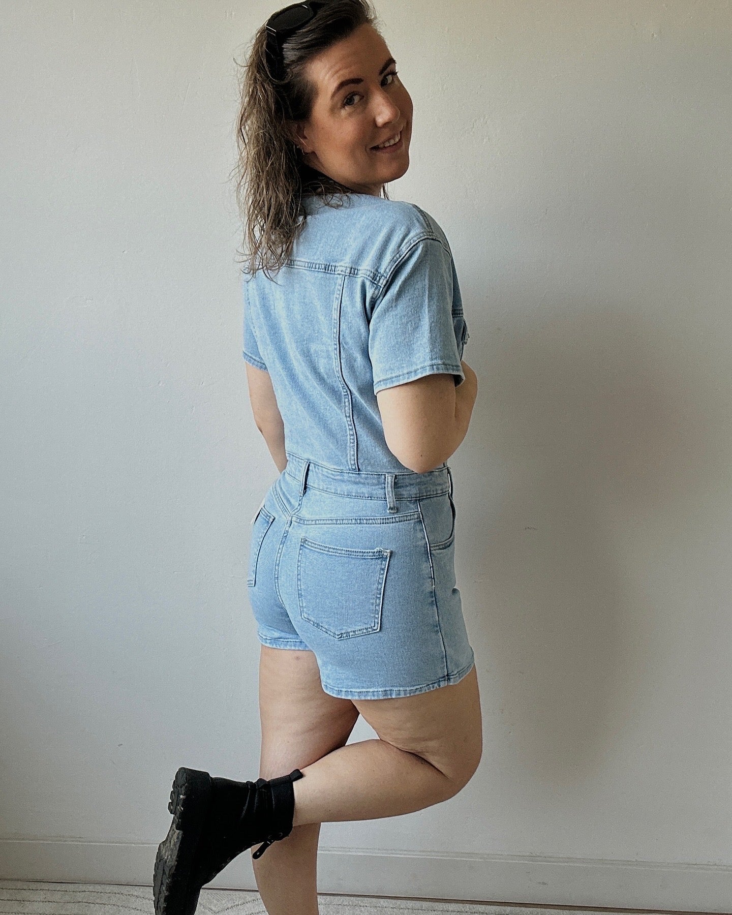 Denim skort playsuit